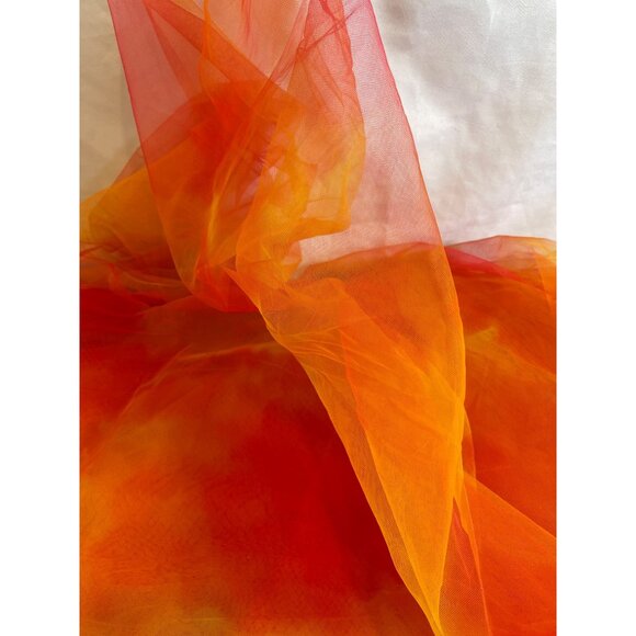 Vtg. 80’s Multi Color Tulle Fabric By The Yard Marbled Orange Red FASHION HOUSE - Picture 4 of 4